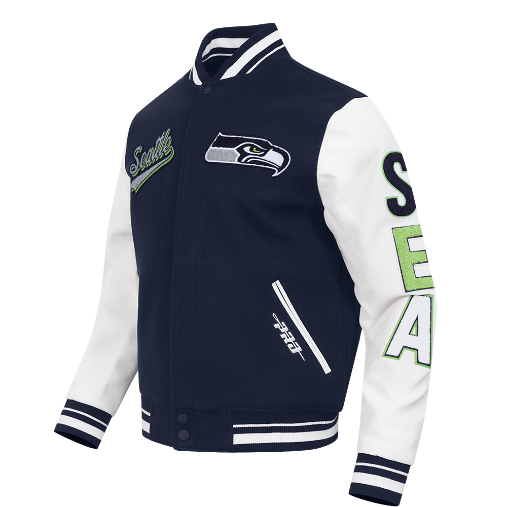 SEATTLE SEAHAWKS DIY PICK STITCH M RIB WOOL VARSITY JACKET