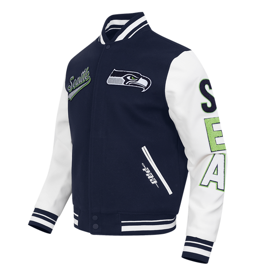 SEATTLE SEAHAWKS DIY PICK STITCH M RIB WOOL VARSITY JACKET